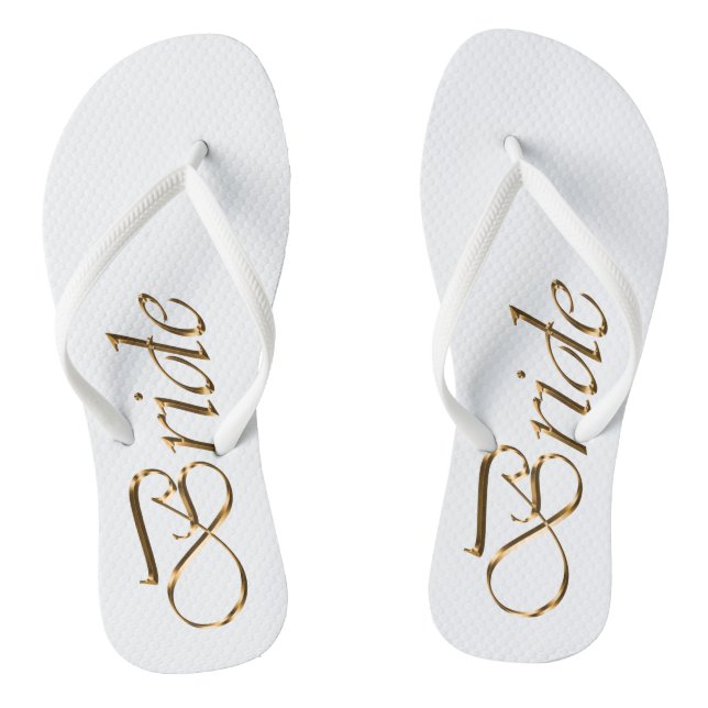 Braut, goldene Drehbuch elegante Hochzeitsflips Flip Flops (Fußbett)