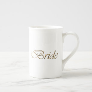 Braut, goldene Schrift elegant chic weiß Prozellantasse