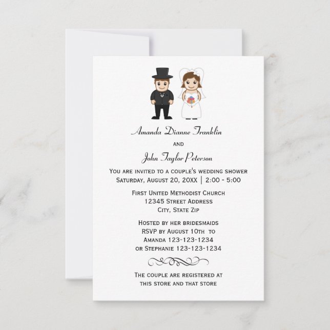 Braut & Groom - 3x5 Dusche Einladung (Vorderseite)