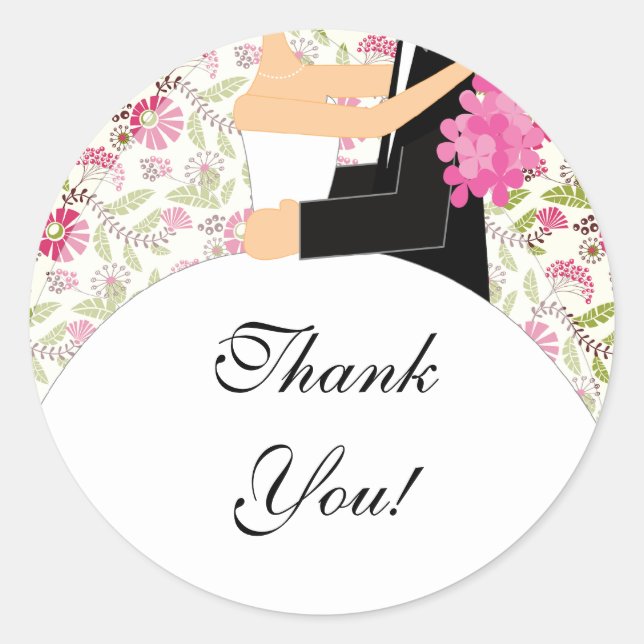 Braut & Groom Danke, dass ihr Sticker Blumenrosa a (Vorderseite)