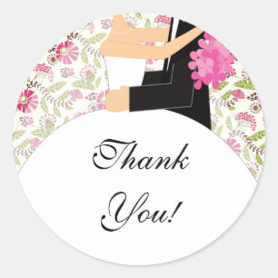 Braut & Groom Danke, dass ihr Sticker Blumenrosa a