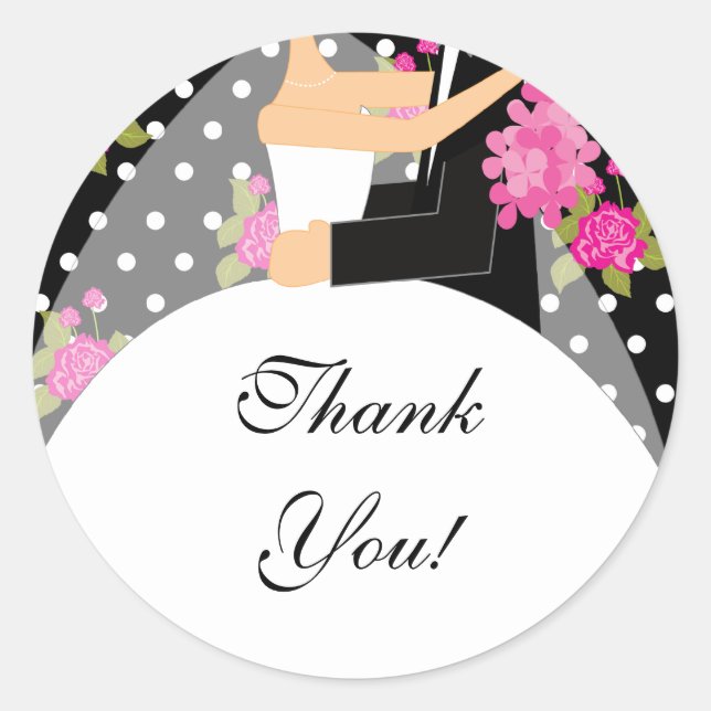 Braut & Groom Danke, dass ihr Sticker Blumenrosa a (Vorderseite)