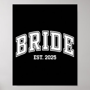 Braut Groom Est. 2025 Retro Just Married Couples W Poster