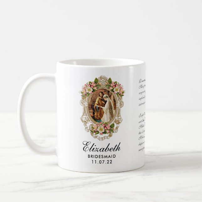Braut Groom Gold Floral Gebet Bridesmaid Kaffeetasse (Links)