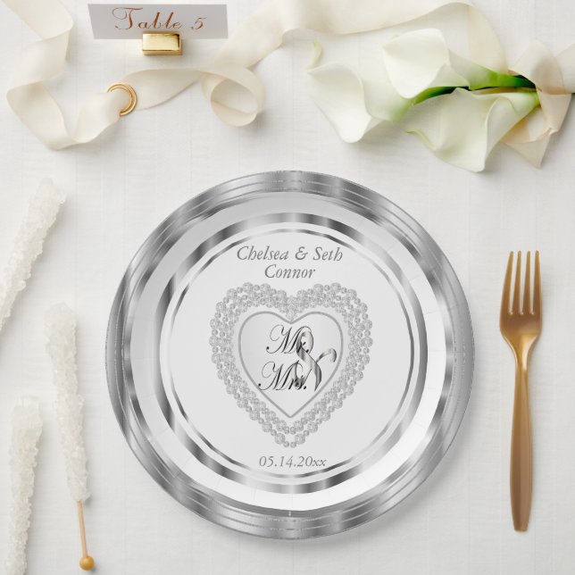 Braut & Groom Hochzeitsherz  Pappteller (Hochzeit)