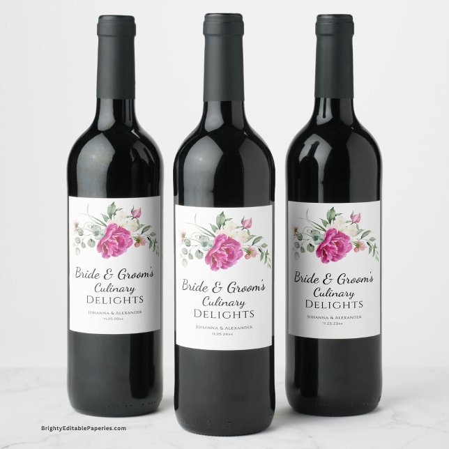 Braut & Groom kulinarische Köstlichkeiten Weinetikett (Uncork Love: Bride & Groom's Culinary Delights Wine Label – Elevate your celebration sip by sip)