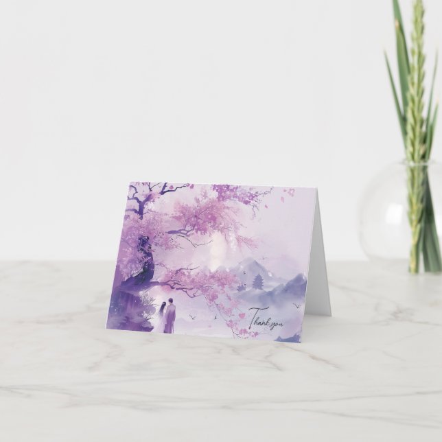 Braut & Groom Lavender Theme Wedding Dankeskarte (Vorderseite)