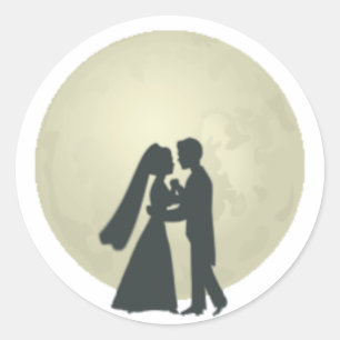 Braut & Groom Mondlicht Tanz Runder Aufkleber