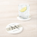 Braut & Groom Monogram Sandstone Drink Untersetzer<br><div class="desc">Eine elegante Bride und Groom Mit Monogramm Design mit Datum.</div>