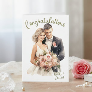Braut & Groom Names Custom Wedding Herzlichen Glüc Karte