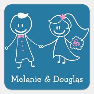 Braut & Groom Personalisiert Blue Wedding Stickers