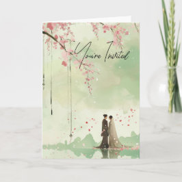 Braut & Grün Thema Hochzeit Einladung