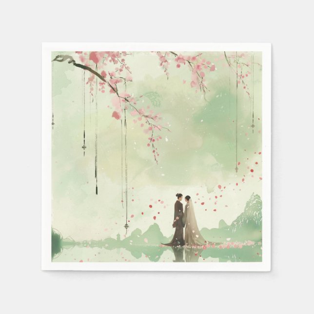 Braut & Grün Thema Hochzeit Serviette (Vorderseite)