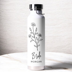 Braut Hand Geschrieben Name Floral Junggesellinnen Trinkflasche