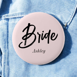 Braut Hochzeit Blush Rosa Schrift  Button