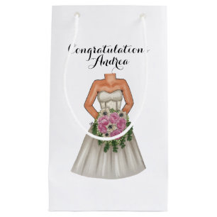 Braut Hochzeit mit rosa Bouquet-Blume Kleine Geschenktüte