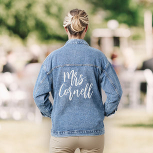 Braut Hochzeit Moderne Schrift Custom New Mrs Jeansjacke
