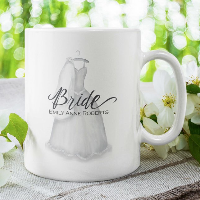 Braut Hochzeit Vintages Kleid Personalisiert Custo Kaffeetasse (Von Creator hochgeladen)