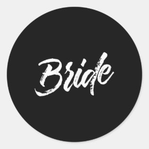 Braut Hochzeit _ Weißer Pinselstrich, bedrückter T Runder Aufkleber