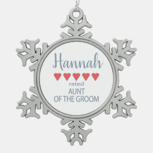 Braut & Hochzeitsgesellschaft 5 Herz Tante des Brä Schneeflocken Zinn-Ornament