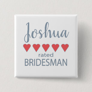 Braut & Hochzeitsgesellschaft 5 Herzen Bridesman Button