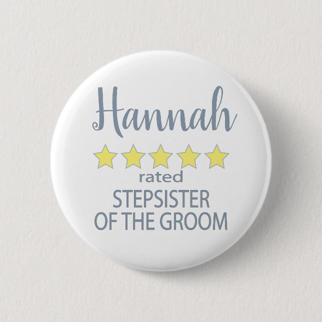 Braut & Hochzeitsgesellschaft 5-Sterne-Stiefschwes Button (Vorderseite)