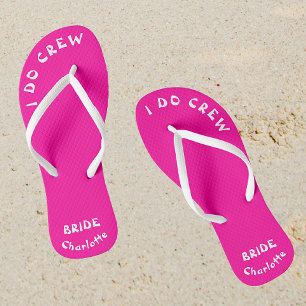Braut I Do Crew Neon Pink Flip Flops