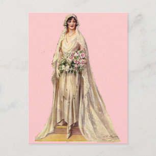 Braut im Vintage-Stil Postkarte
