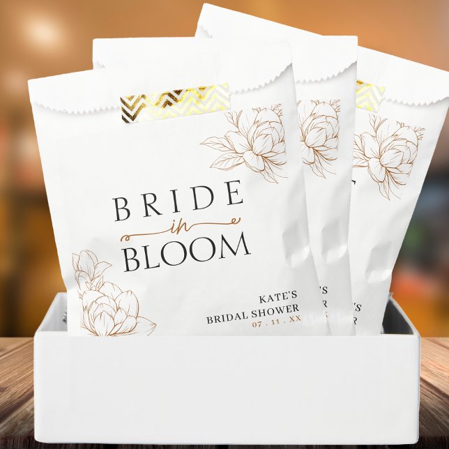 Braut in Bloom Tan Brown Brautparty Geschenktütchen (Bride in Bloom Tan Brown Bridal Shower Favor Bag
)