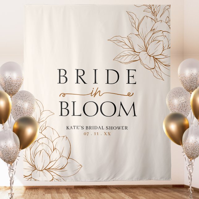 Braut in Bloom Tan Brown Brautparty Wandteppich (Bride in Bloom Tan Brown Bridal Shower Tapestry
)