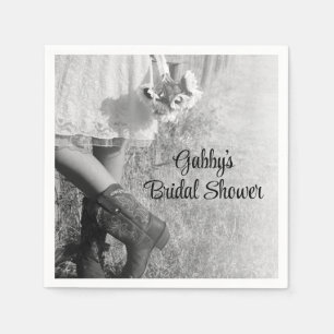 Braut in Cowboy Boots und Sonnenblumen Brautparty Serviette