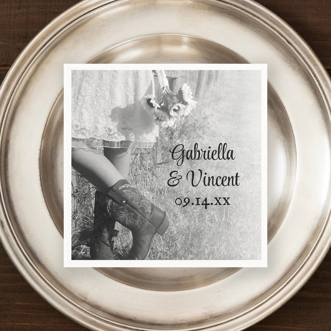 Braut in Cowboy Stiefel, Sonnenblumen Country Wedd Serviette (Von Creator hochgeladen)