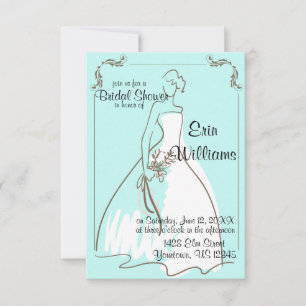 Braut in Gown Sketch Bridal Dusche Einladung