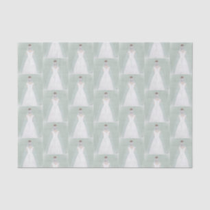 Braut in Hochzeitskleid Seidenpapier