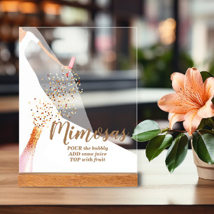 Braut in Kleid Junggesellinnenabschied Mimosa-Bar Acrylschild