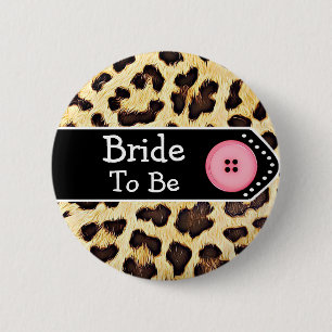Braut in Leopardendruck Brautparty Button