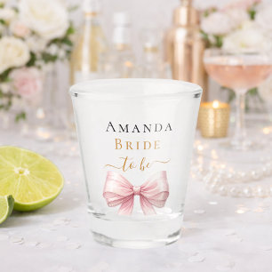 Braut in Rosa-Bogen-Perlen elegante Hen Night Schnapsglas