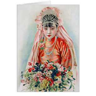 Braut in Rot auf einer chinesischen Hochzeit in Sh