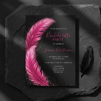 Braut in spe Rosa Federn Glam Junggesellinnenabsch Einladung