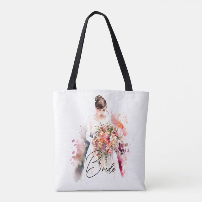 Braut in Wasserfarbe | Hochzeit Tasche (Rückseite)