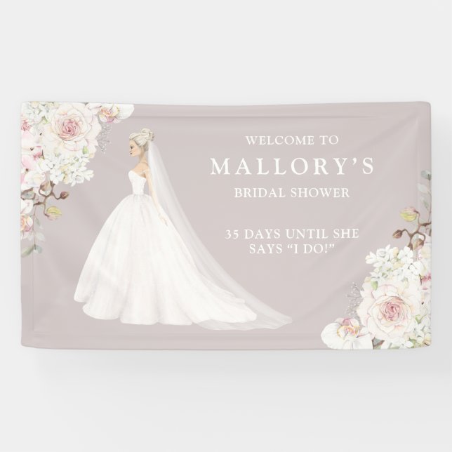 Braut in Wedding Gown Brautparty Willkommen Banner (Horizontal)