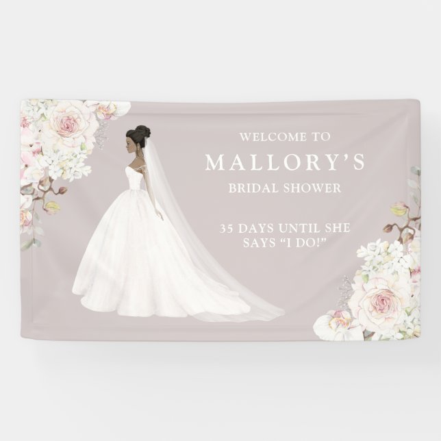 Braut in Wedding Gown Brautparty Willkommen Banner (Horizontal)