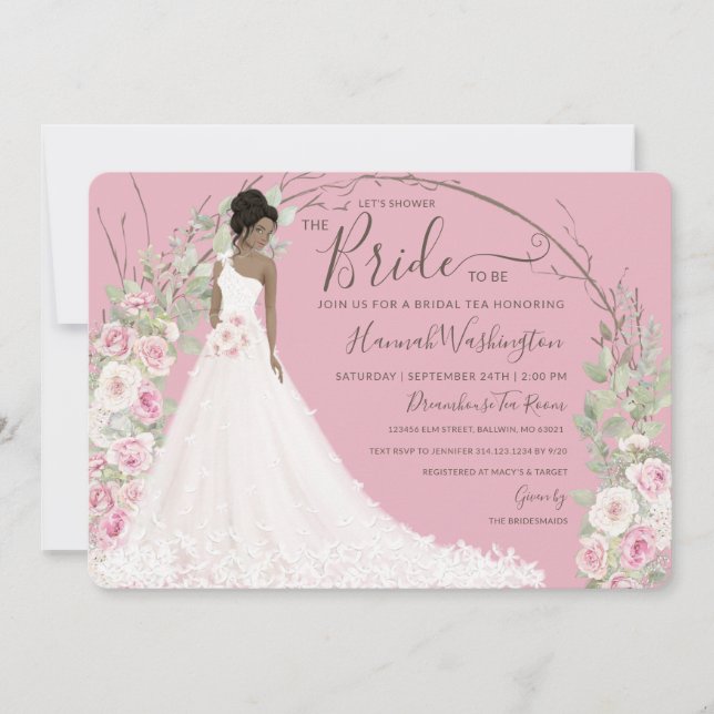 Braut in White Dress Bridal Tea Dusche Einladung (Vorderseite)