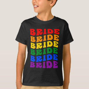 Braut Lgbt Groovy Regenbogenflagge Junggesellinnen T-Shirt