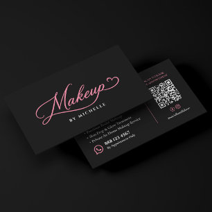 Braut-Make-up-Artist Elegantes Rosa-Schwarzes Skri Visitenkarte