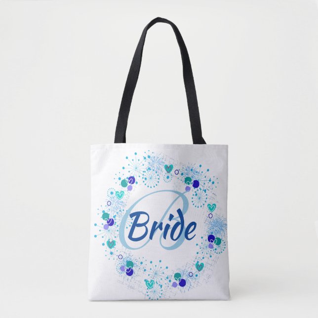 Braut mein etwas blaues Monogramm modern Tasche (Vorderseite)