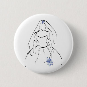 Braut mit blauen Blumen Button