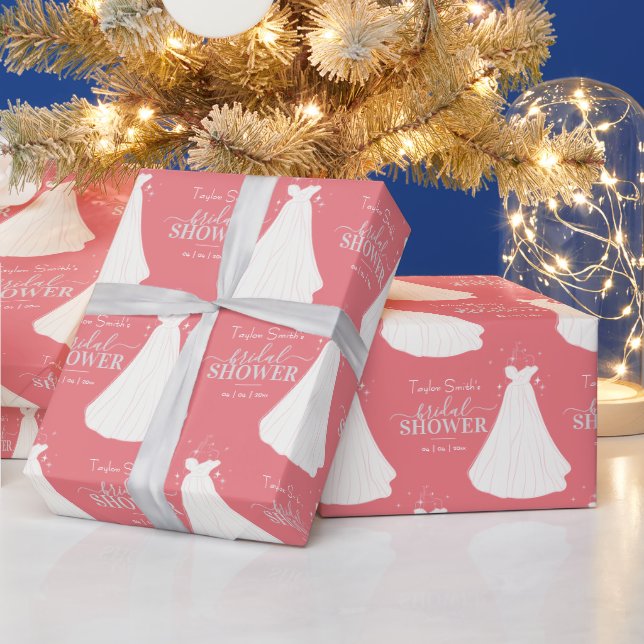 Braut mit langes Brautparty rosa Geschenkpapier (Feiertage)