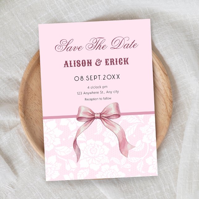 Braut mit rosa Schleife Save The Date (Von Creator hochgeladen)