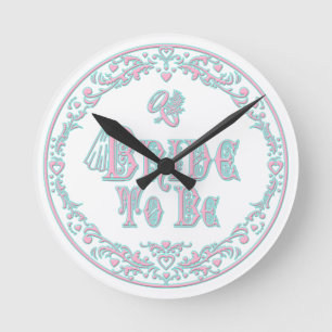 Braut mit Schleier, Extravagant rosa - Aquamarin V Runde Wanduhr